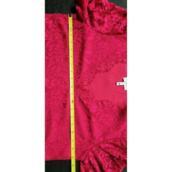 Joie Red Pink Lace Short Sleeve Blouse V-Neck Elegant‎ Flowy Date Occasion EUC - Picture 7 of 8